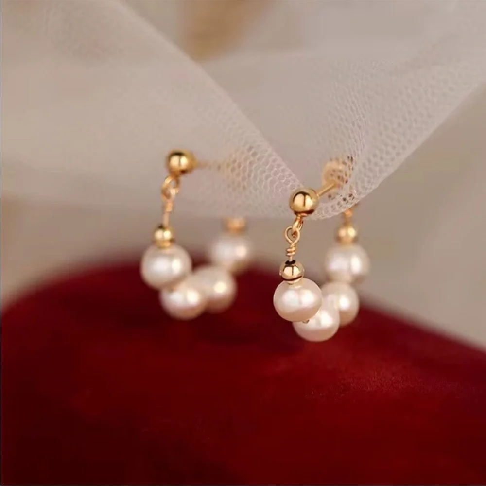 Lumiere Pearl Link  Hoops - Picture 6 of 7